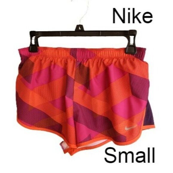 Nike Womens Dri-Fit Running Shorts S Pink & Orange Geometric Athletic Sportswear - Picture 6 of 6